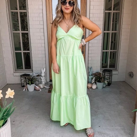 BNWT A New Day Neon, Lime Green Tiered Maxi Sundress by Target XS - Picture 10 of 11